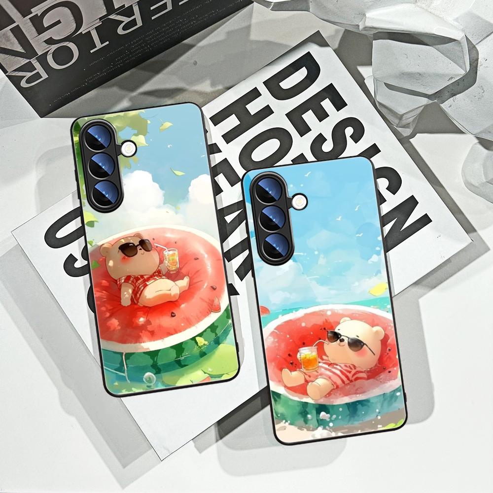 Pc Case Tempered Glass - Summer Cool Watermelon Cat Phone Case