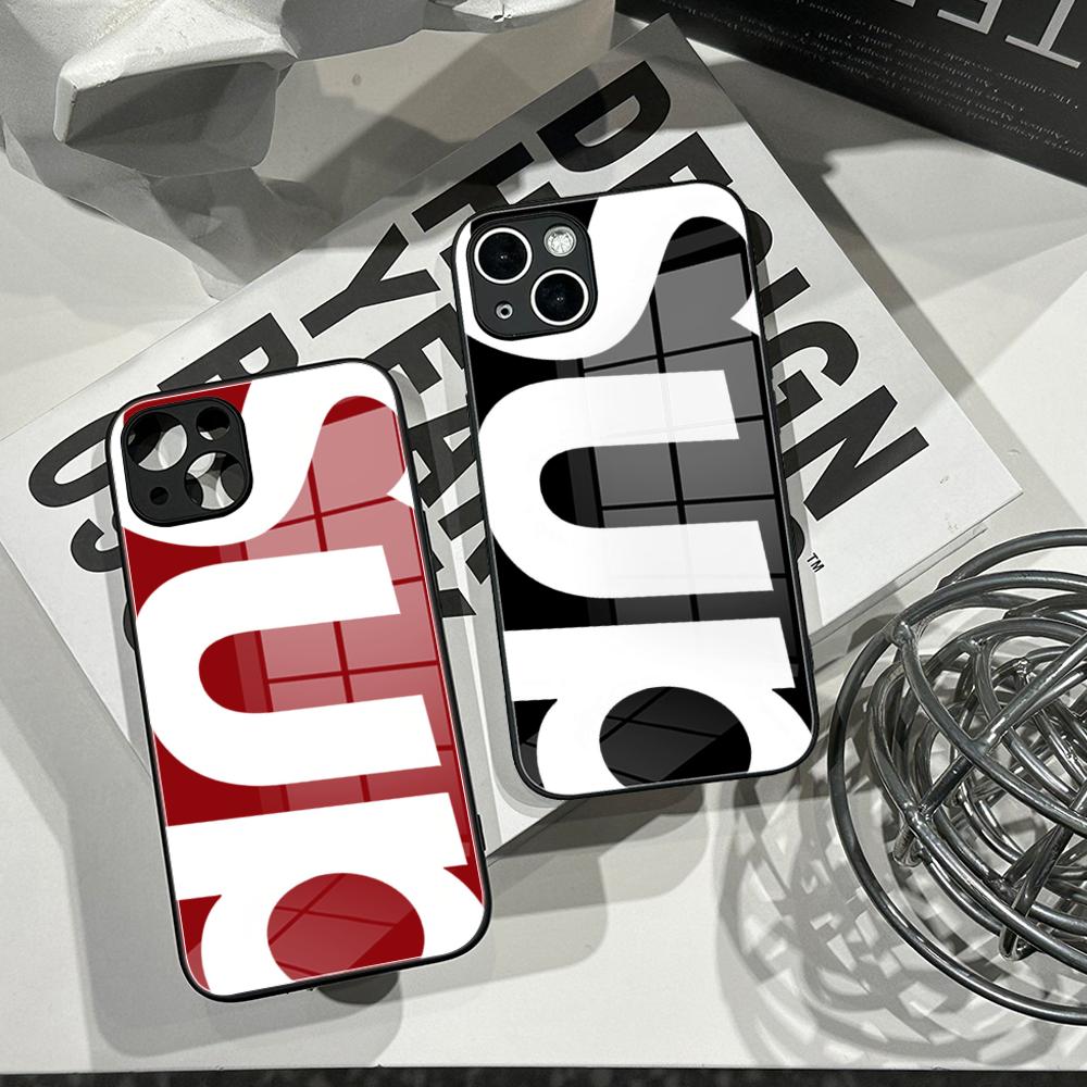 Pc Case Tempered Glass - Simple Letter Patterns Phone Case Tempered
