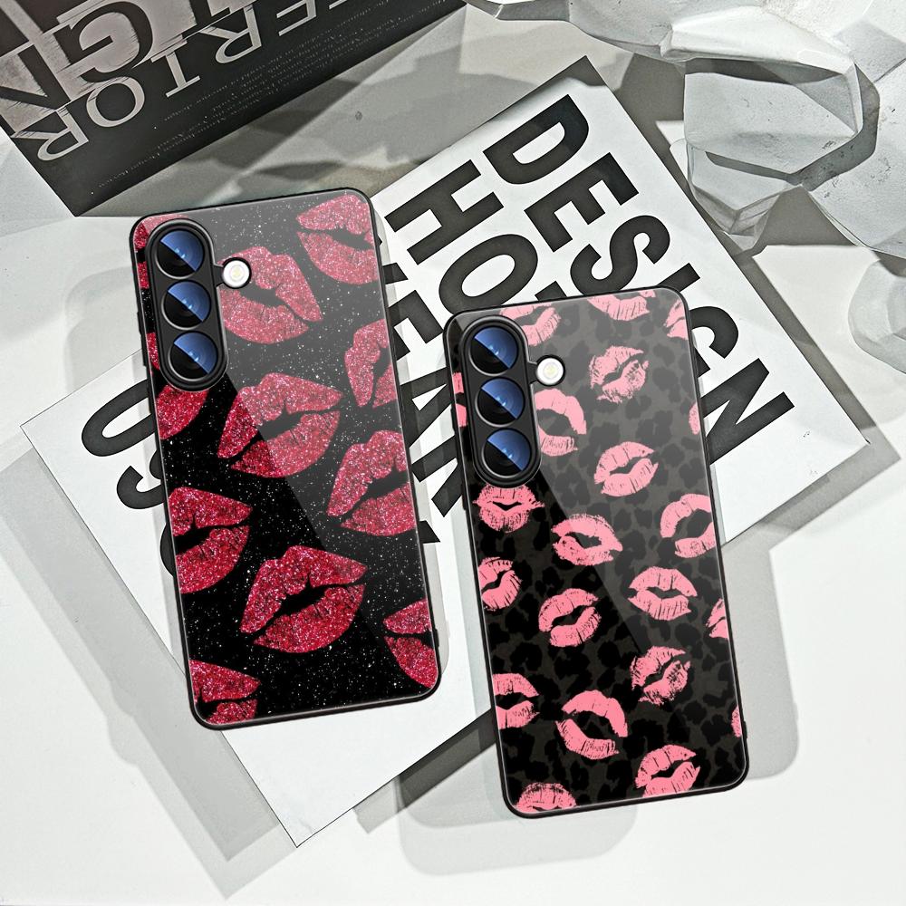 Pc Case Tempered Glass - Vintage Leopard Love Kiss Print Phone