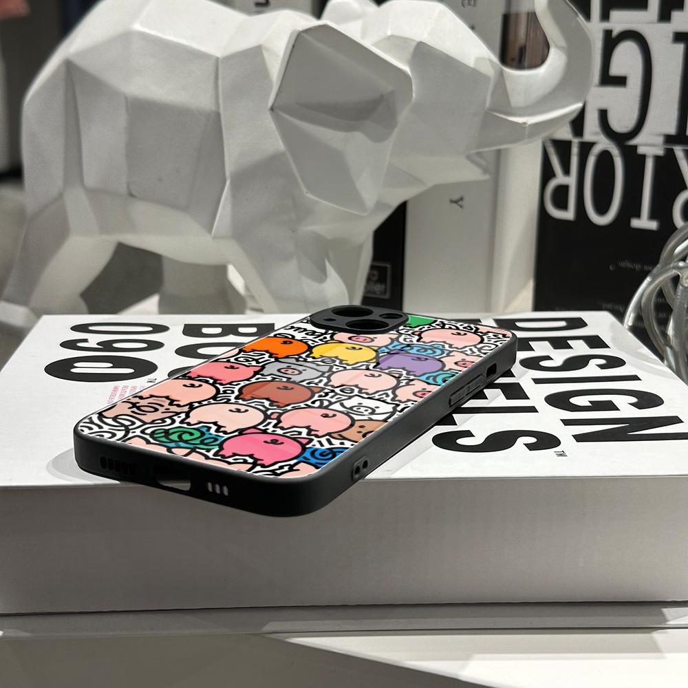 Cute Pig Doodle Phone Case Tem - đánh giá và giá Pc Case Tempered Glass