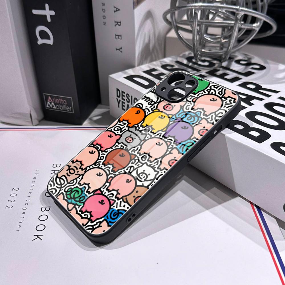 Cute Pig Doodle Phone Case Tem - đánh giá và giá Pc Case Tempered Glass