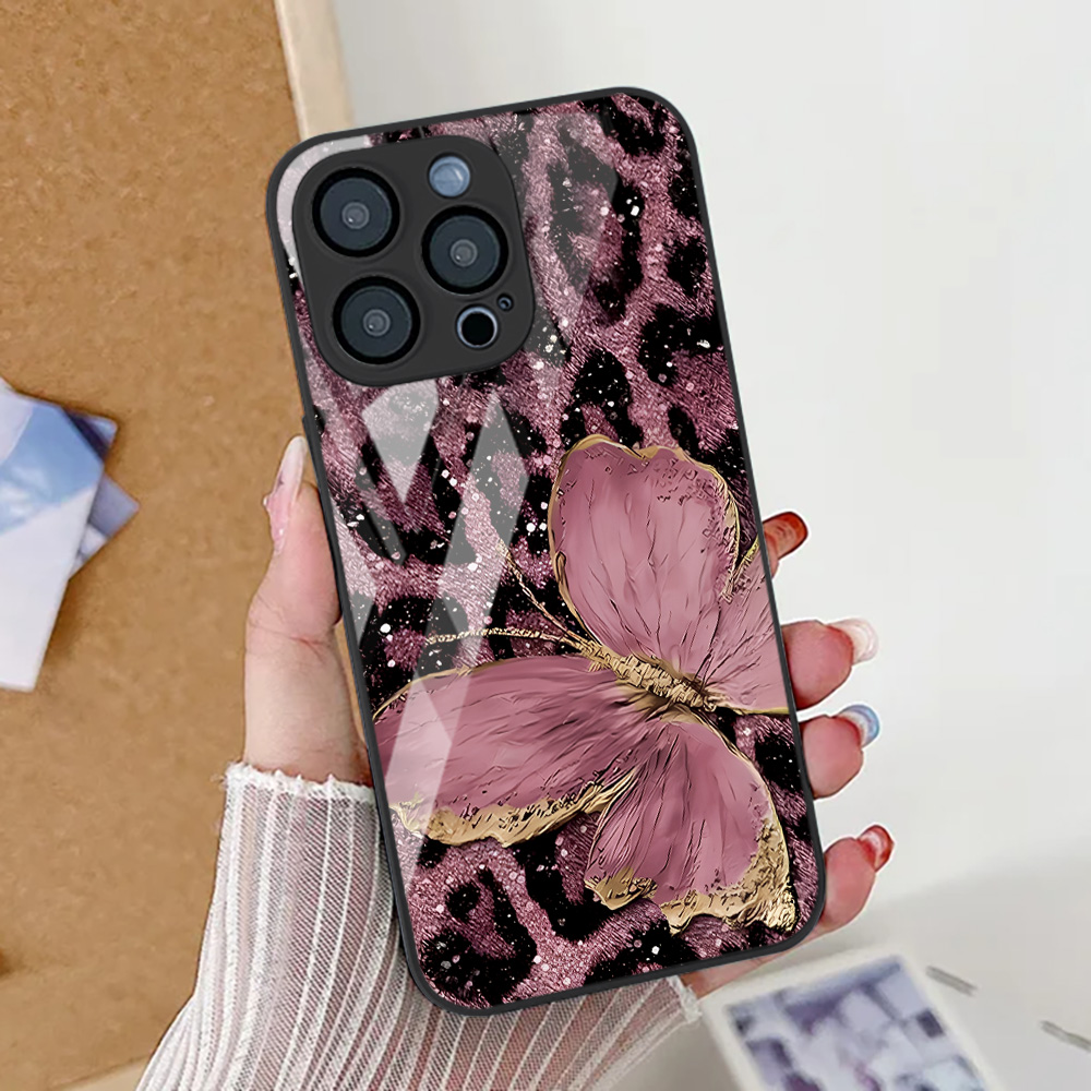 Butterfly Leopard Print Phone  - đánh giá và giá Pc Case Tempered Glass